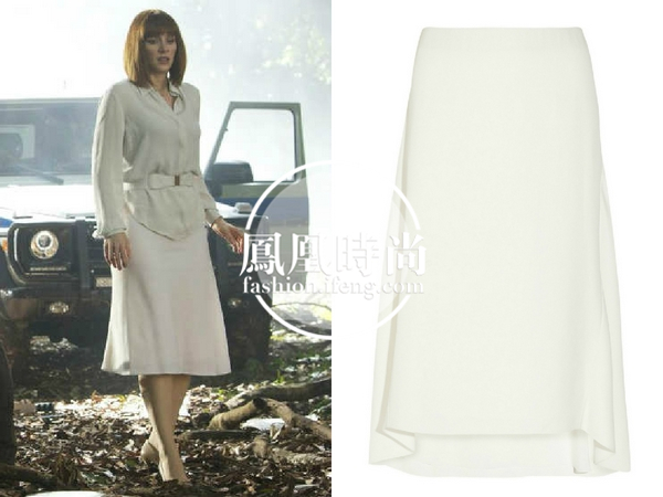 Chloe 白色中长半身裙，约7262元。