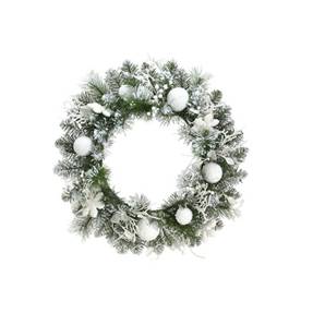 说明: Tori Home Pre Decorated Snowy Flocked Artificial Christmas Wreath