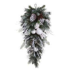说明: Pre Decorated Snowy Flocked Ball Unlit Artificial Christmas Teardrop Swag $70.99 by Wayfair
